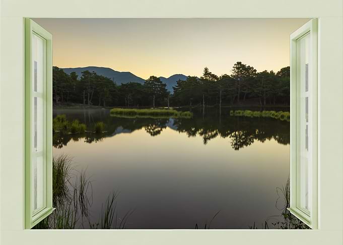 Open window lake view