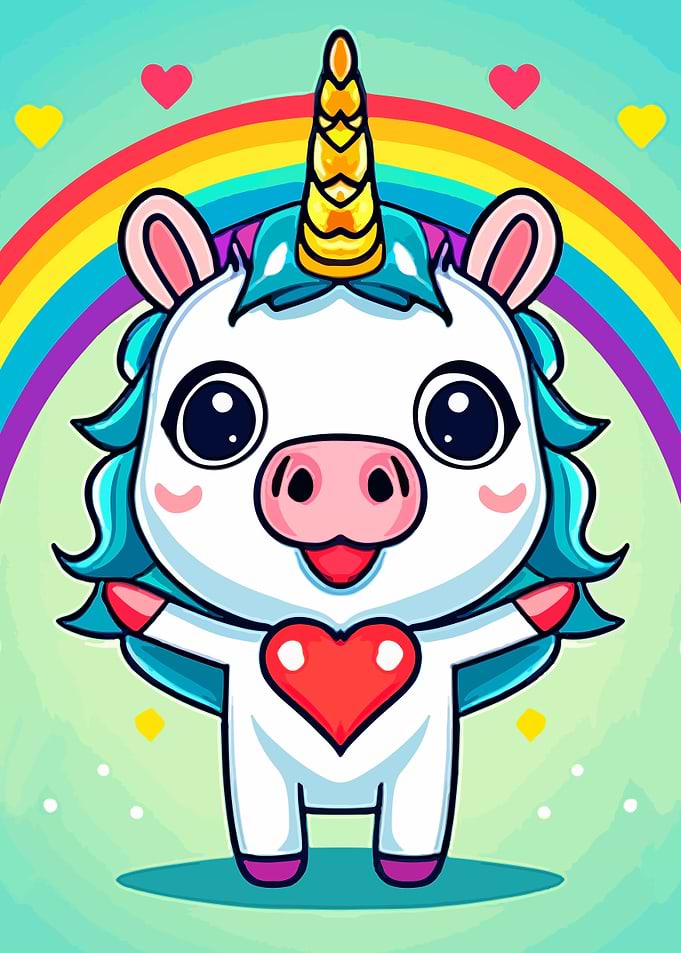 Funny unicorn cute heart