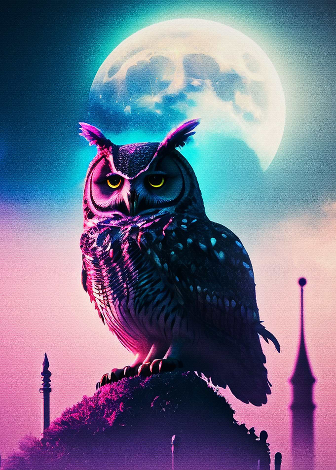 Paint owl on cloud
