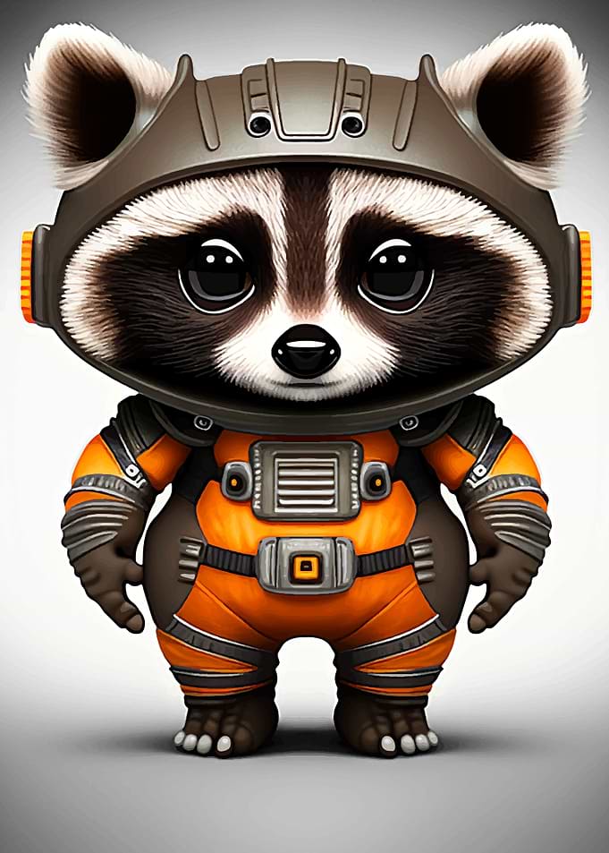 Raccoon astronaut in space