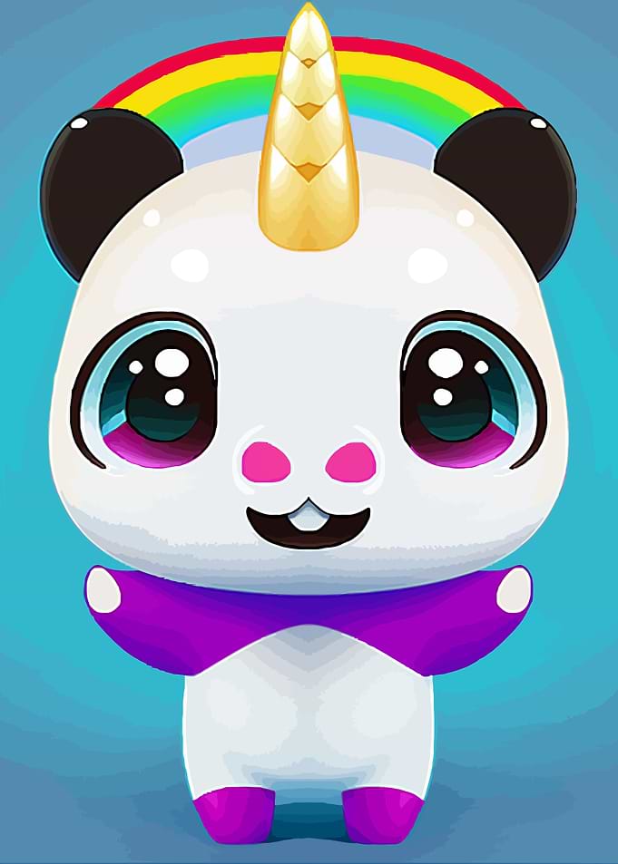 Cute unicorn panda kawaii