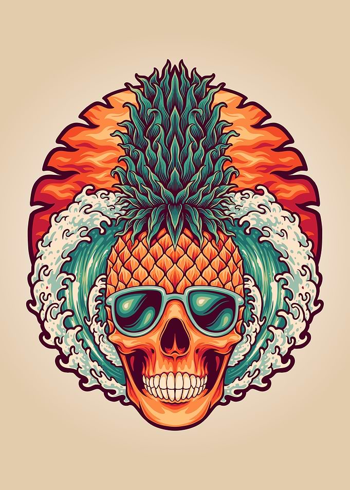 Summer skull pineapple