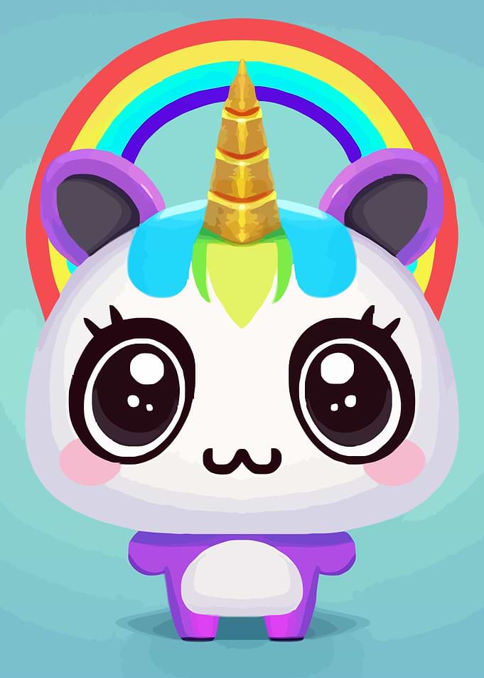 Cute unicorn panda kawaii