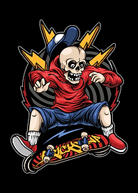 Skateboarding Skull