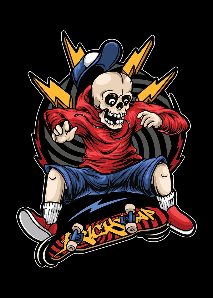 Skateboarding Skull