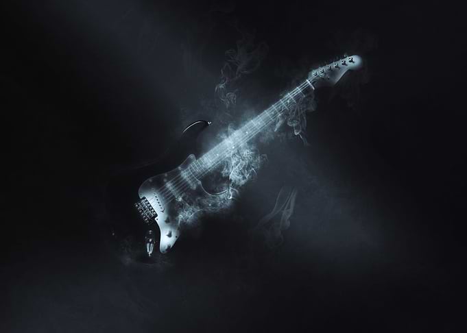 Rock music guitar play