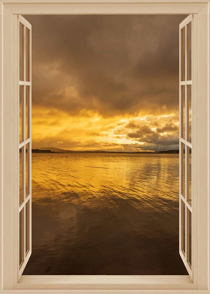 Open window lake view
