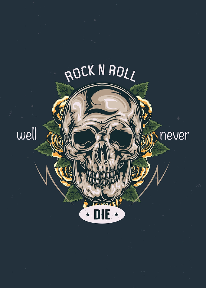 Illustration Skull Flowers