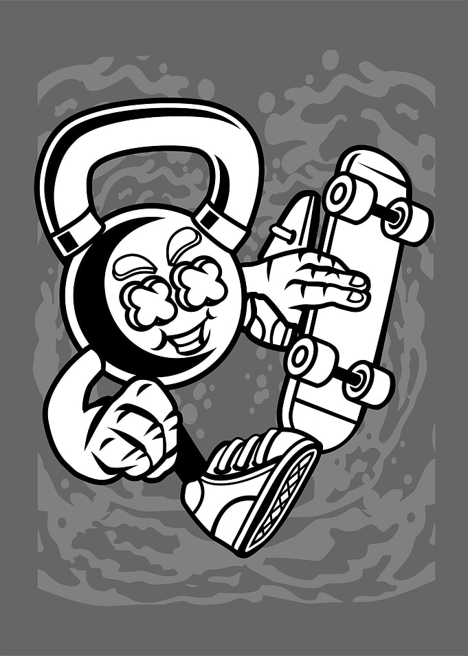 kettle bell skater cartoon