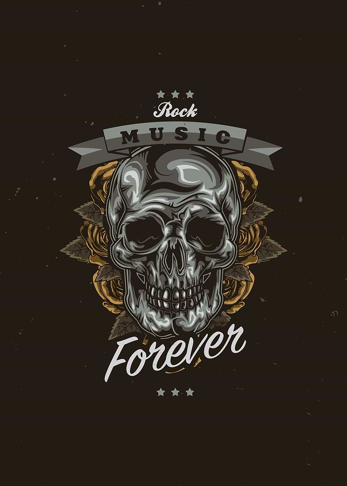 Illustration Skull Flowers