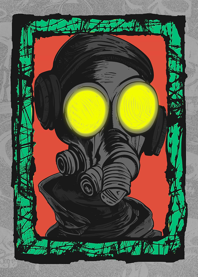 Cyborg Gasmask Punk Robot