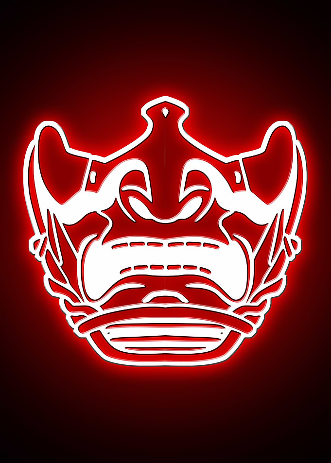 Samurai mask neon
