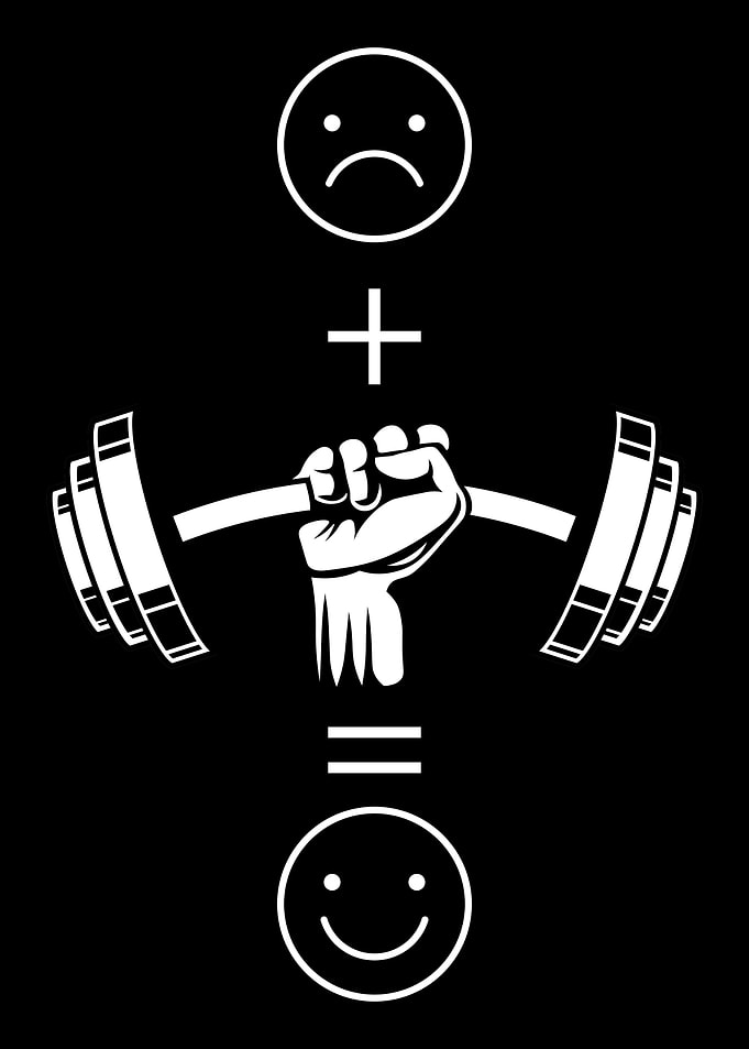 Sad plus gym equals happy
