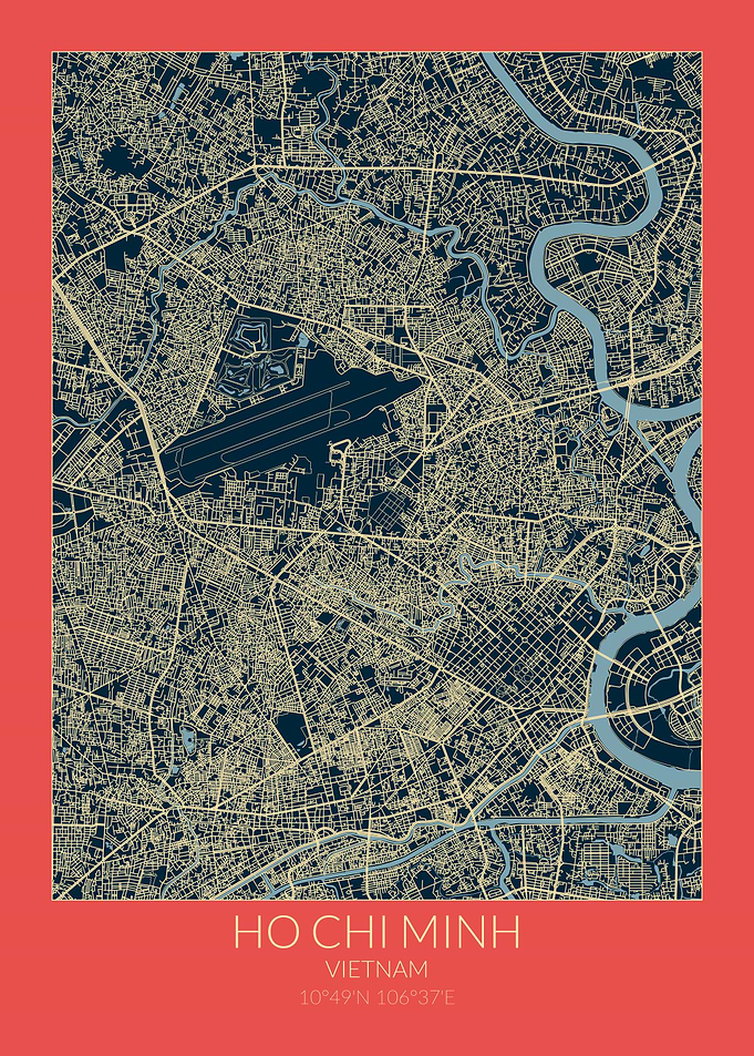 Ho Chi Minh Map Red Blue
