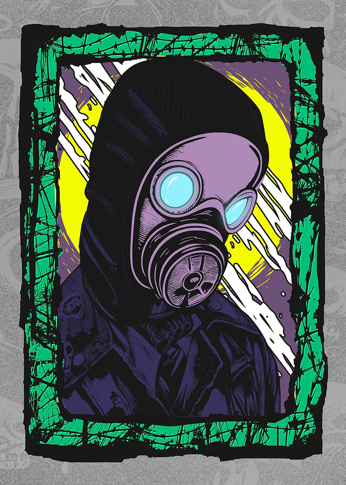 Cyborg Gasmask Punk Robot
