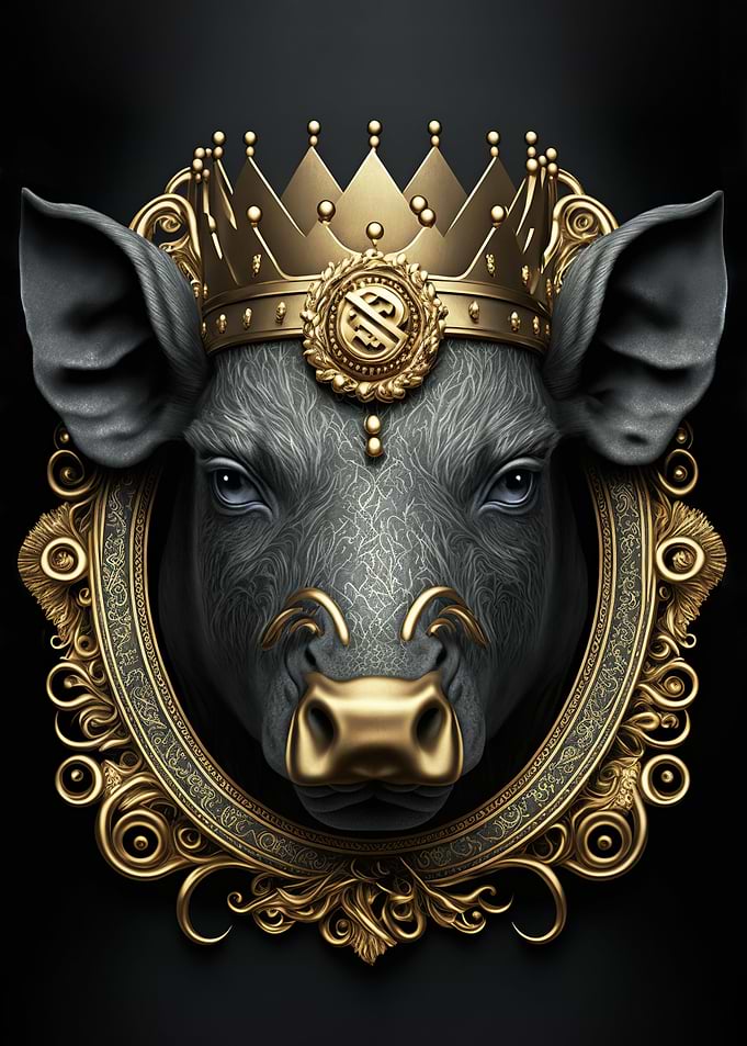 Pig Golden Art Deco