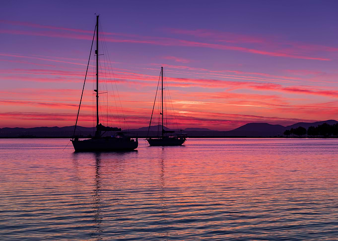 Sunset, sea, Greek island