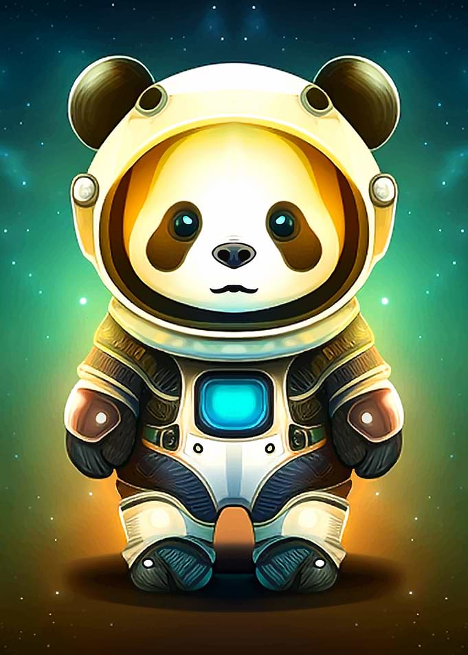 Panda astronaut in space
