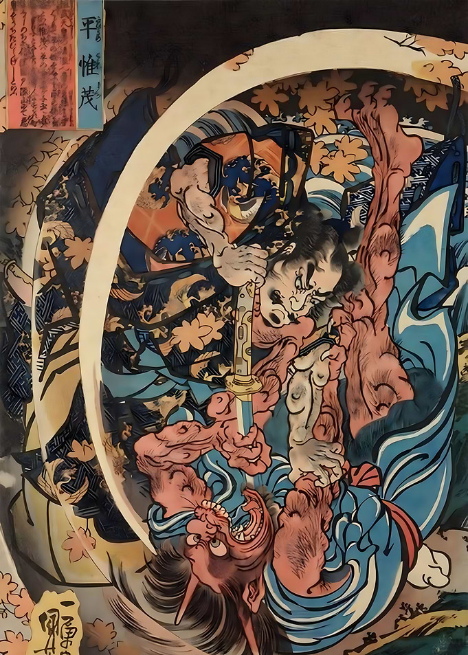 Ukiyo e Samurai Oni Deomon