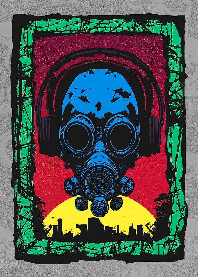 Cyborg Gasmask Punk Robot