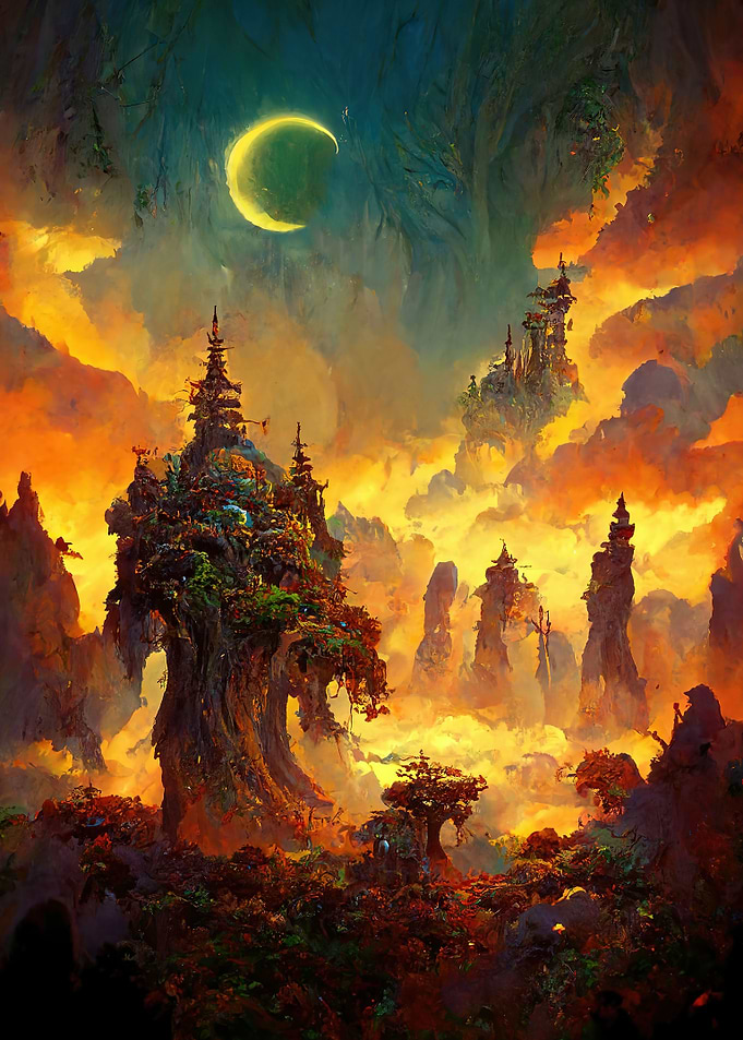 Night in a fantasy land