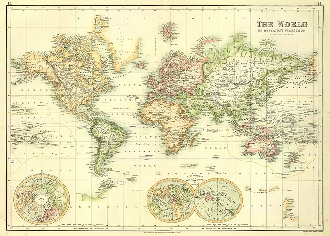 1872 World map