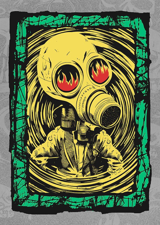 Cyborg Gasmask Punk Robot