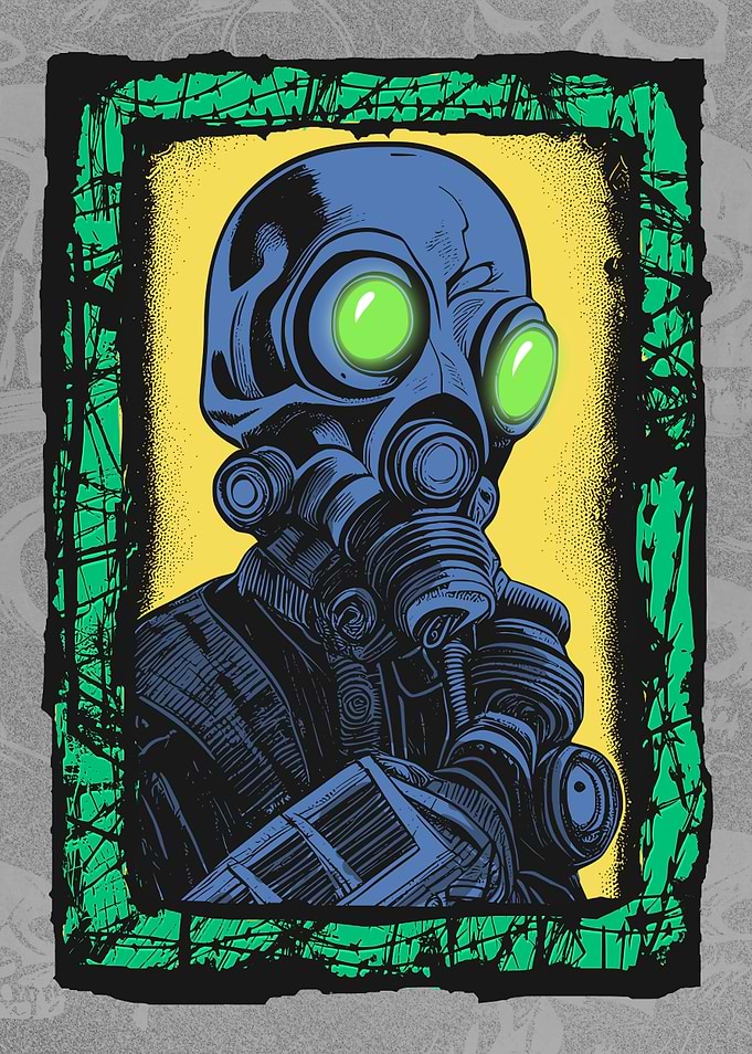 Cyborg Gasmask Punk Robot