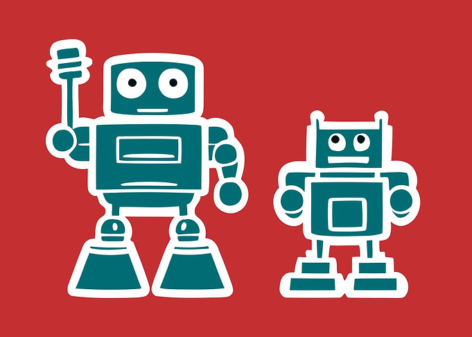 Robot duo cartoon big smal