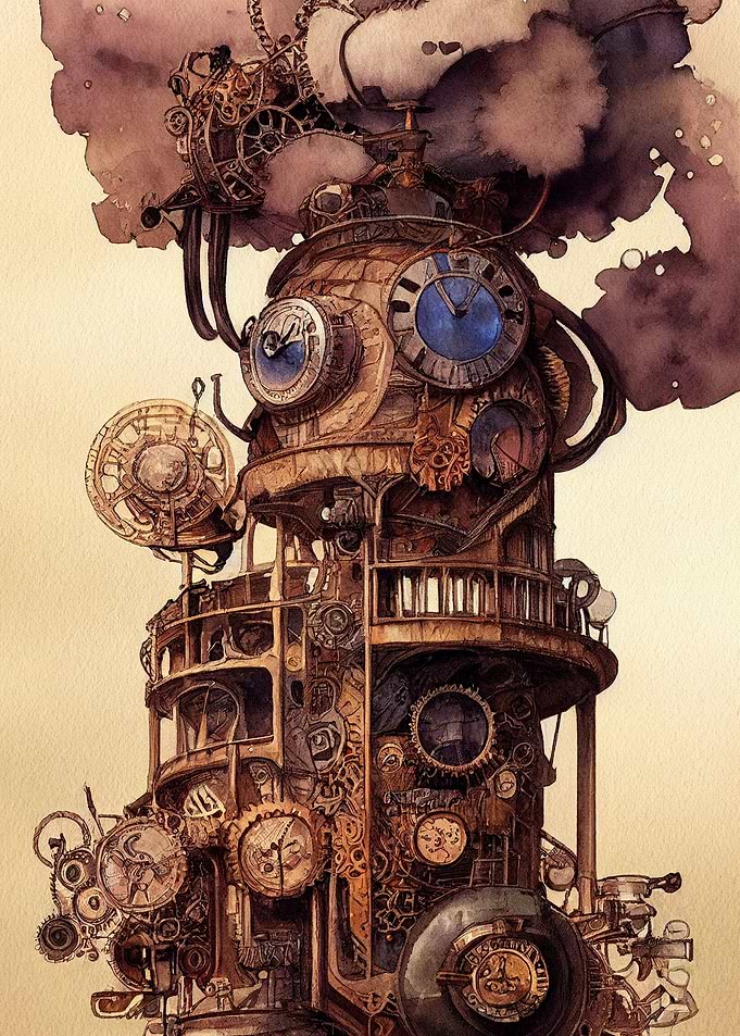 Steampunk machine in tree
