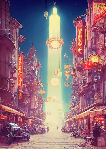 Futuristic fantasy city