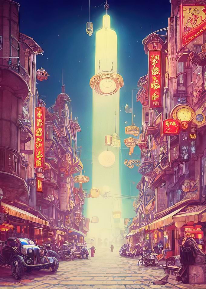 Futuristic fantasy city