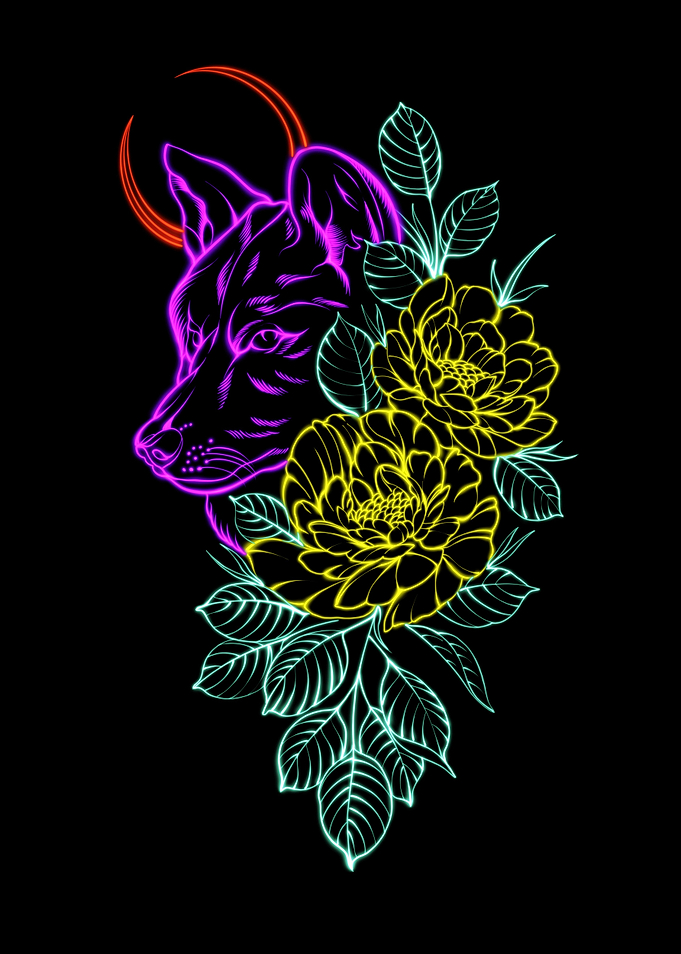 Neon Retro Wolf