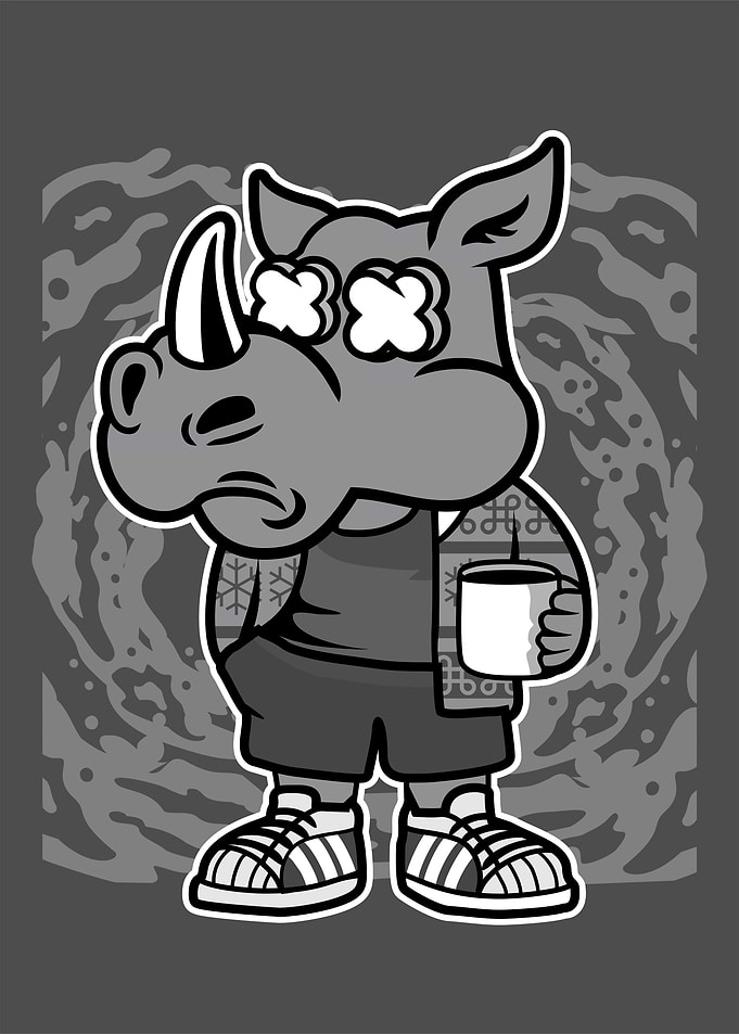 rhino coffee cartoon
