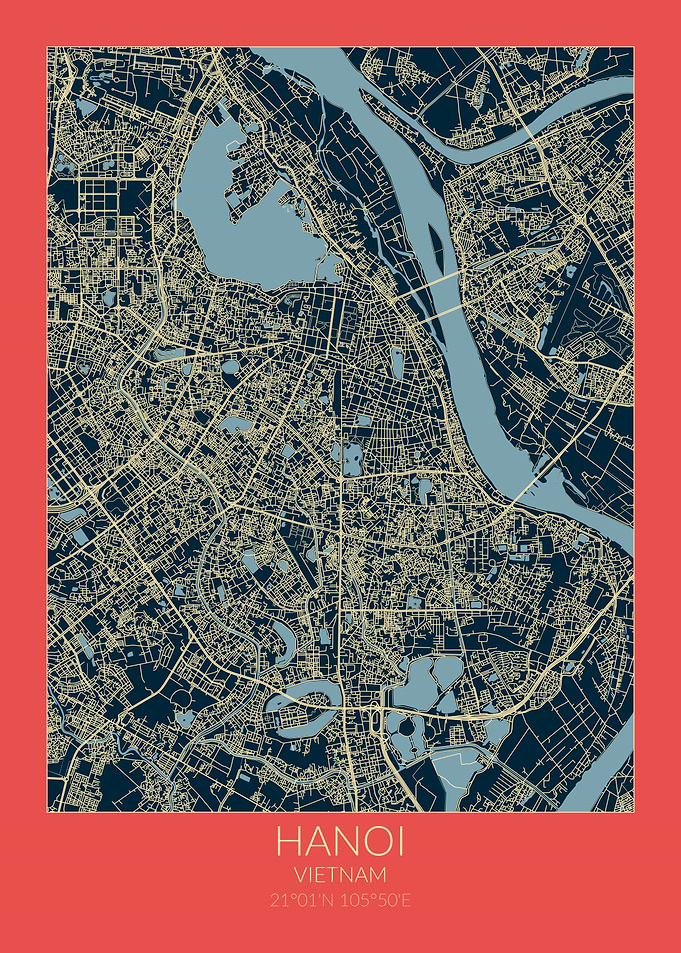Hanoi Map Red Blue