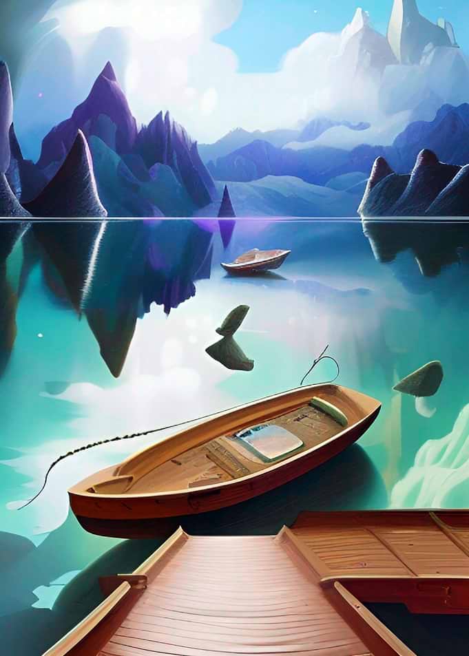 Boats at lake nature