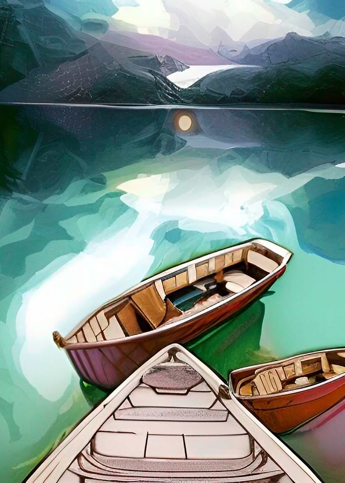 Boats at lake nature