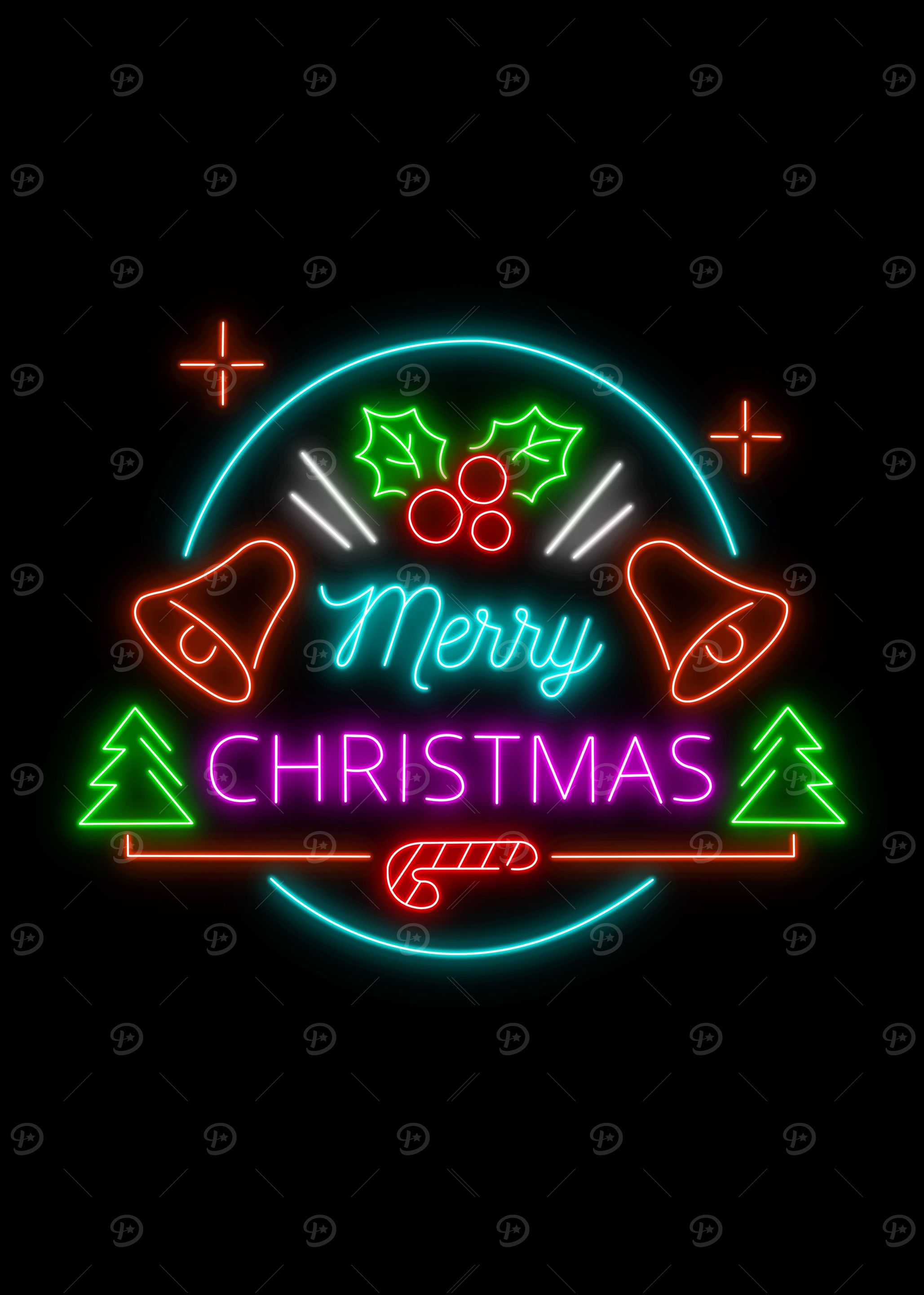 mery christmas neon