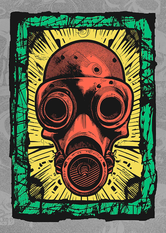 Cyborg Gasmask Punk Robot