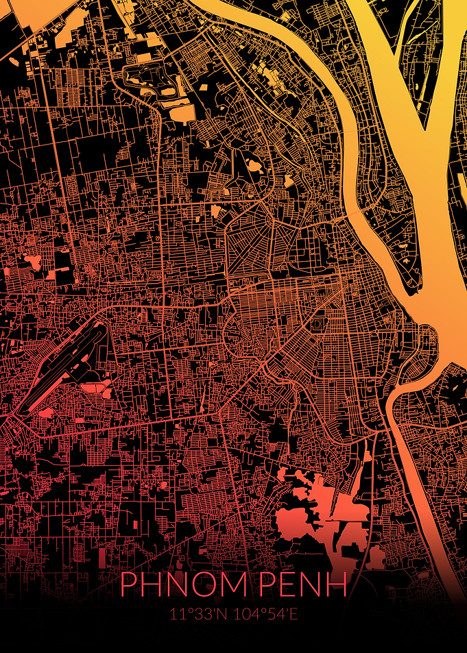 Phnom Penh Map BlackOrange