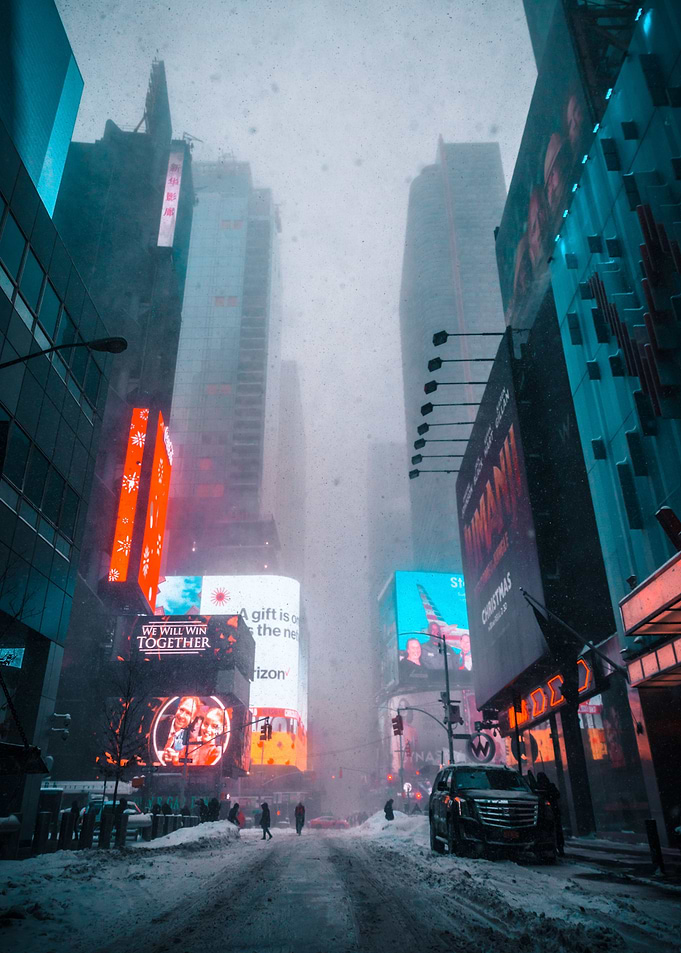 snow and city
