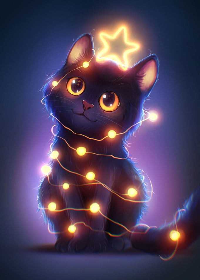 Christmas tree cat