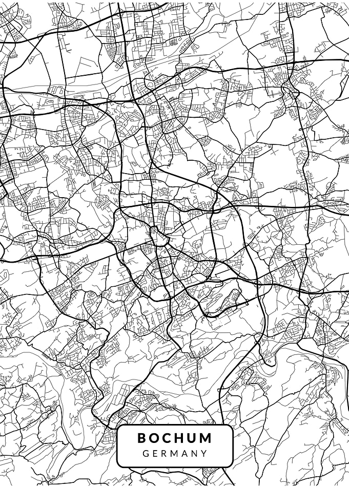 Bochum city map white