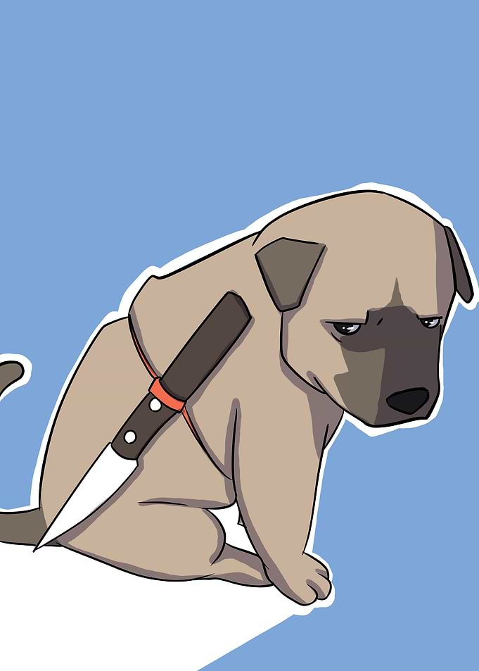 dog with knife