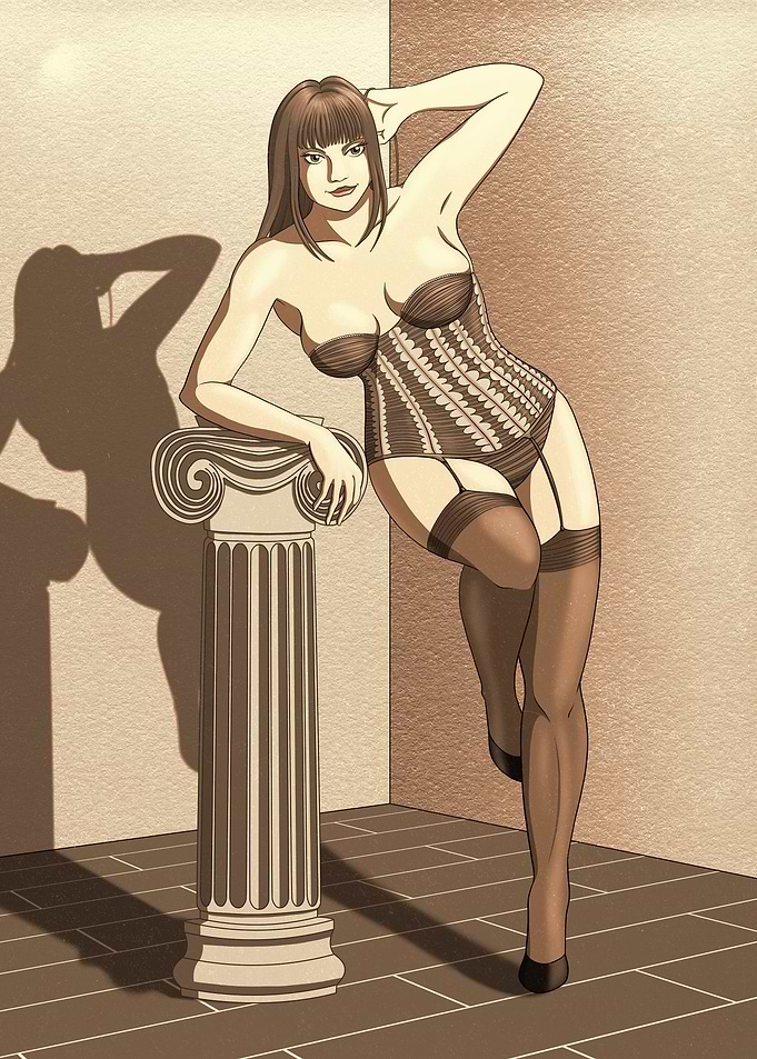 Vintage sepia pinup