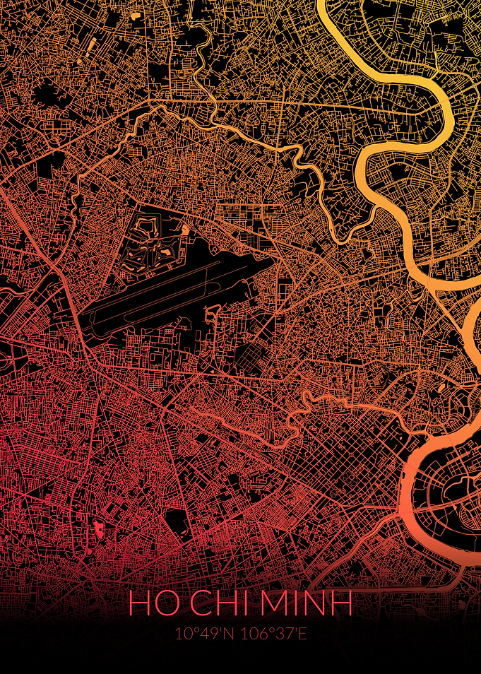 Ho Chi Minh Map Black