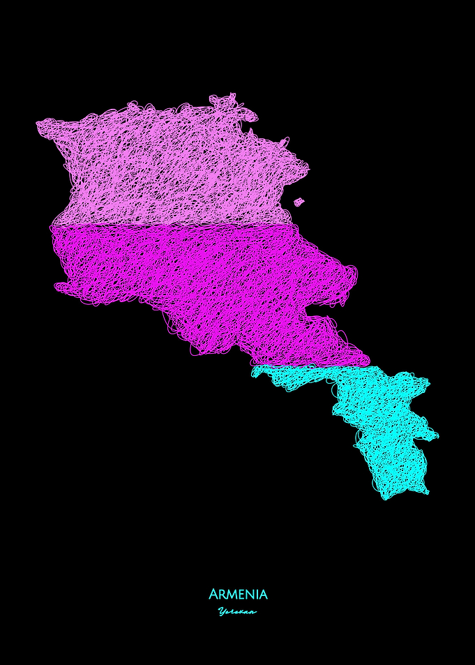 Armenia Neon Map Flag