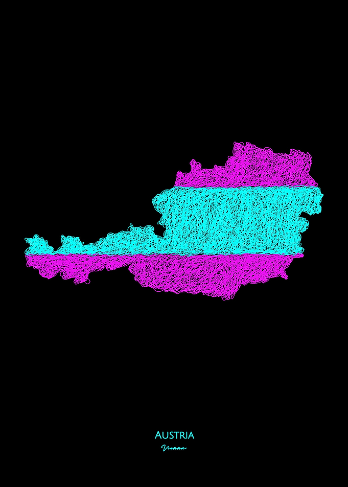 Austria Neon Map Flag