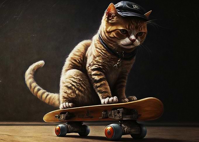 Cat on a skateboard