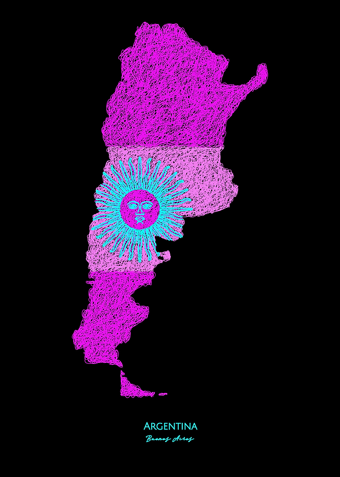 Argentina Neon Map Flag
